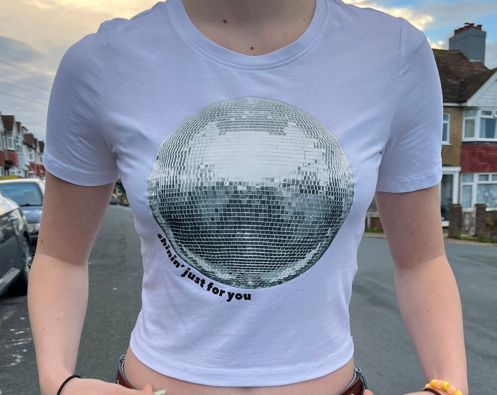 mirrorball baby tee